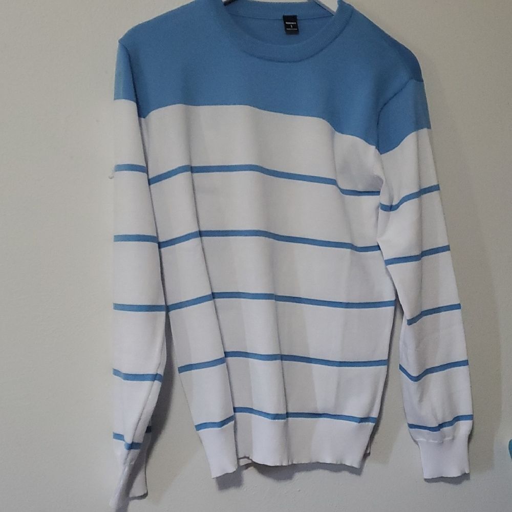 Classic Blue and White Crewneck Sweater